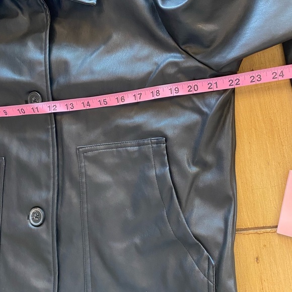 Anthropologie NVLT Women’s Black Vegan Leather Jacket Collar Buttons Pockets M - Picture 6 of 15